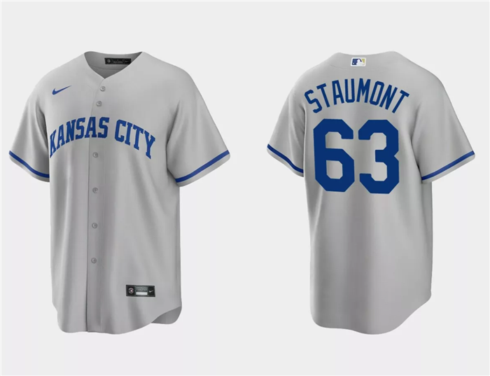 Men's Kansas City Royals #63 Josh Staumont Gray Cool Base Stitched Baseball Jersey